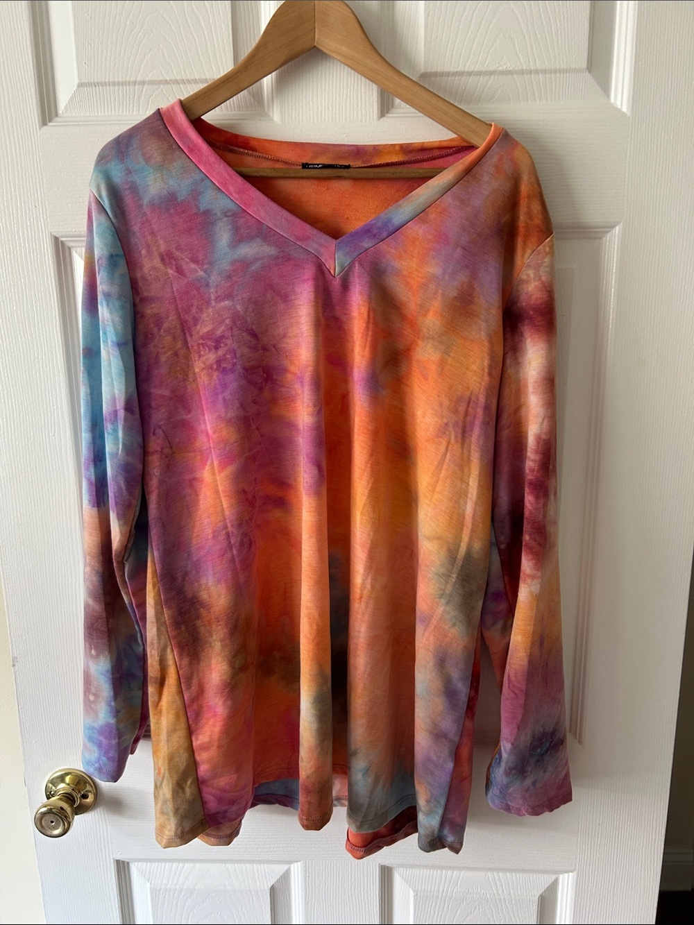 HEIMISH USA Multicolor Tie-Dye V-Neck Long Sleeve Top